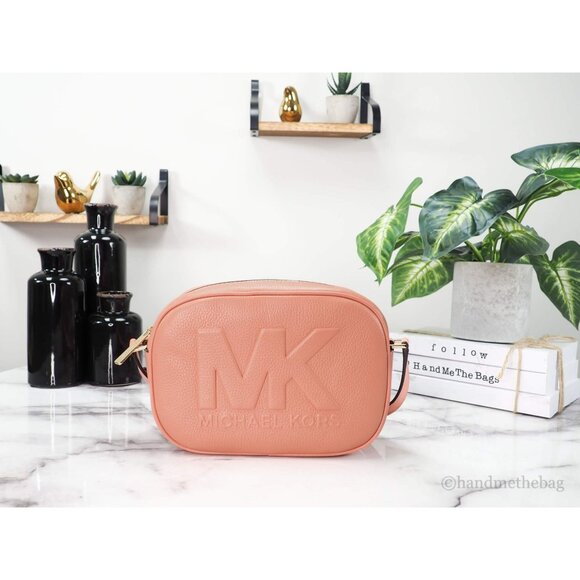 NEW Michael Kors Jet Set Travel Camera Crossbody Bag Sherbert Leather Oval MED - Picture 1 of 11